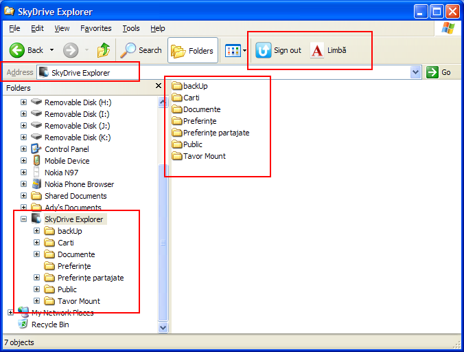 SkyDrive Explorer_folders