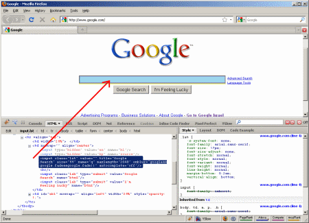 FireBug - inspect element