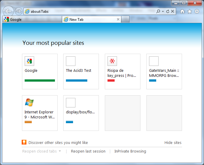 IE9 - fereastra aplicatiei